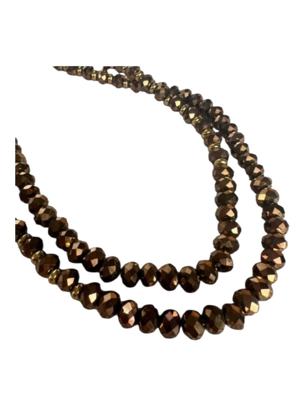 Faceted Metallic Brown Bead Necklace for Women
